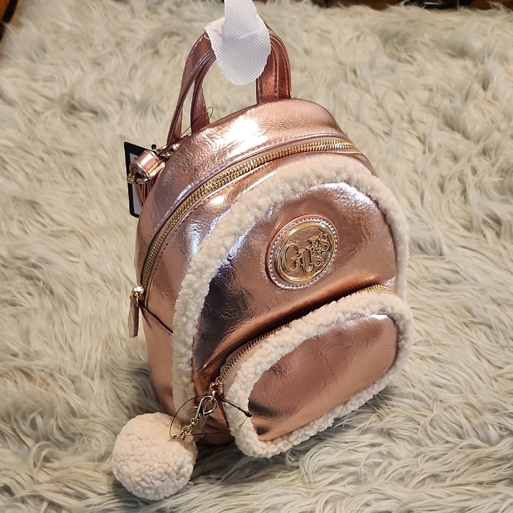 GUESS Metallic Rose Pink Backpack - Picture 9 of 9